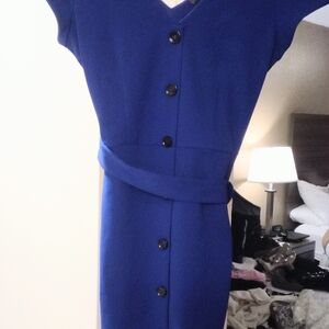 🍀Express Royal Blue Midi Dress with Button Detail